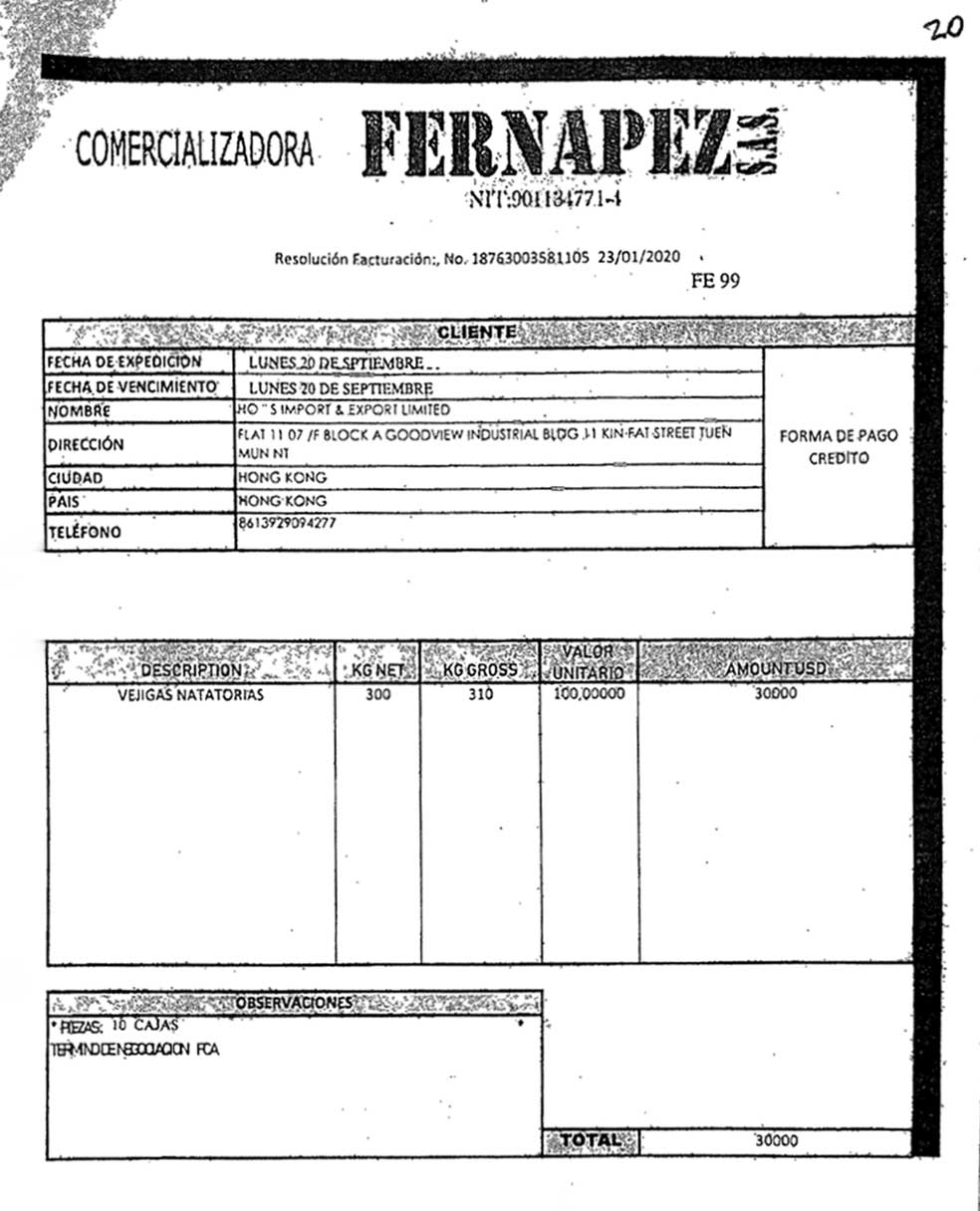 Factura de Comercializadora Fernapez S.A.S.